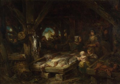 O mercado de peixe, Dieppe, 1845 de Eugene Isabey