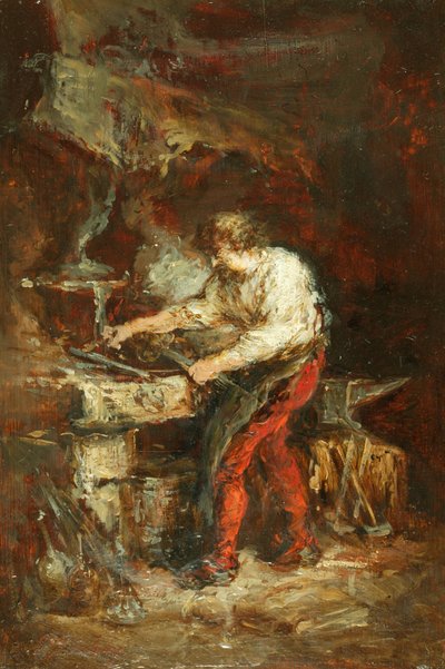 O Ferreiro (óleo sobre painel) de Louis Eugene Gabriel Isabey
