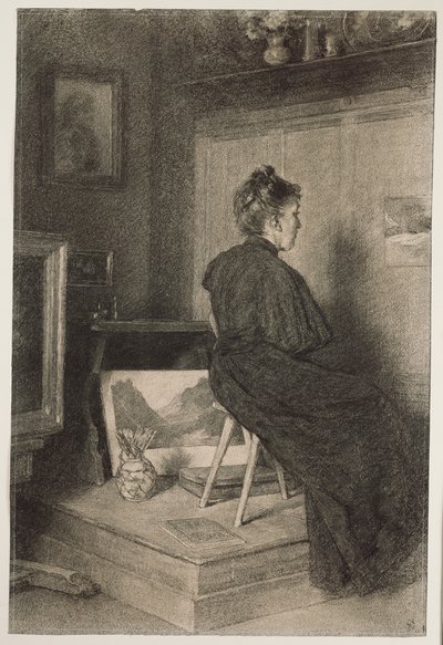 Mary Eysen no ateliê da Villa Holstein em Merano-Obermais de Louis Eysen