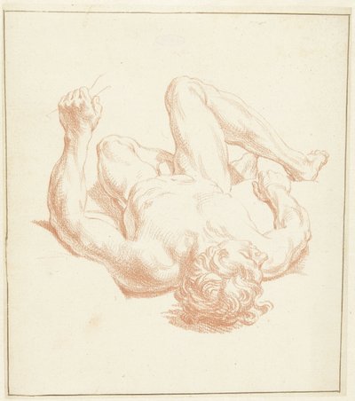 Estudo do nu masculino, deitado de costas, mostrado de forma abreviada de Louis Fabritius Dubourg