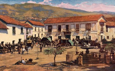 Cena em La Paz, Bolívia (cor litho) de Louis Fairfax Muckley