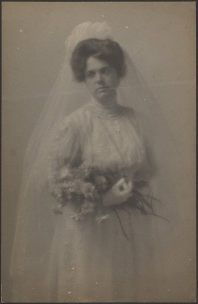 [Retrato de uma noiva com um ramo] de Louis Fleckenstein