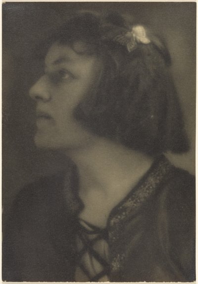 [Retrato de uma mulher com um gancho de cabelo em forma de borboleta]. de Louis Fleckenstein