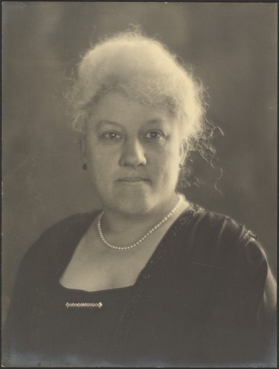 [Retrato de uma mulher com pérolas e um alfinete de lapela] de Louis Fleckenstein