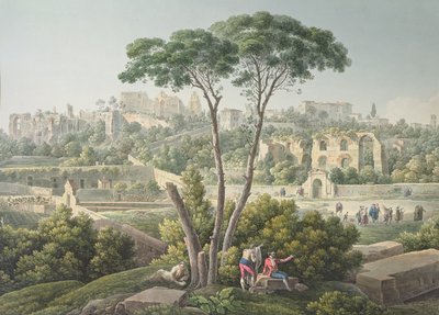 Vista do Monte Palatino, em Roma, com as ruínas do Palácio dos Cesares ao fundo, c.1800 de Louis Francois Cassas