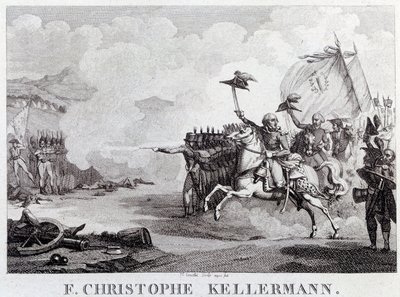 Revolução Francesa: "o general e marechal François Christophe Kellermann (1735-1820) durante a Batalha de Valmy em 20/09/1792" Gravura de Louis François Couche (1782-1849) Paris do século XVIII, Musee Carnavalet de Louis Francois Couche