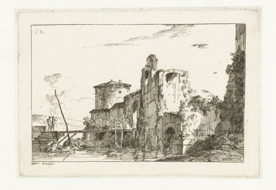 Forte e uma ponte sobre o rio de Louis Gabriel Moreau