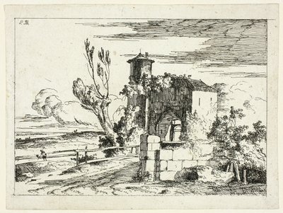 Paisagem com o antigo portão de Louis Gabriel Moreau
