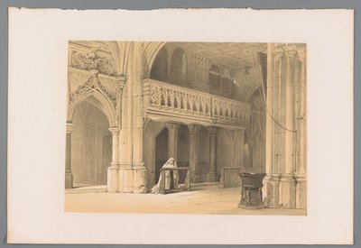 Biddnde non in het Nonnbergklooster te Salzburg Capela do convento nonenberg em Saltzburg (título no objeto) de Louis Haghe