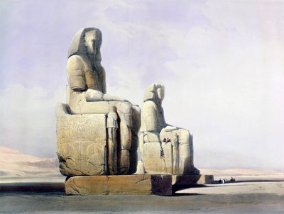 Detalhe dos Colossi de Memnon, Tebas, Egito, 4 de dezembro de 1838 1846 de Louis Haghe