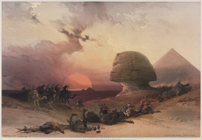 Egito e Núbia, Volume III: Abordagem do Deserto de Simoon em Gizeh, 1849. de Louis Haghe