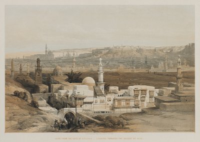 Egito e Núbia, Volume III: Cairo do Portão de Citzenib, Olhando para o Deserto de Suez de Louis Haghe