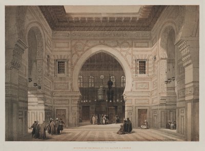 Egito e Núbia, volume III: Interior da mesquita do sultão El Ghoree, 1849. de Louis Haghe