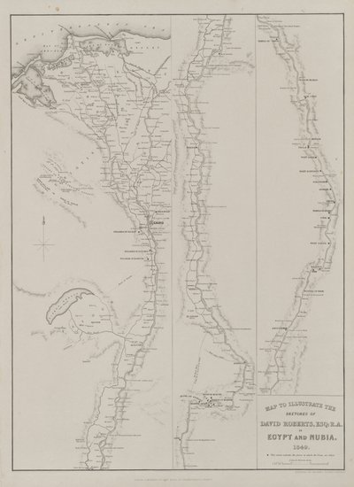 Egito e Núbia, Volume III: Mapa para ilustrar os esboços de David Roberts, Esq ... 1849, 1849. de Louis Haghe
