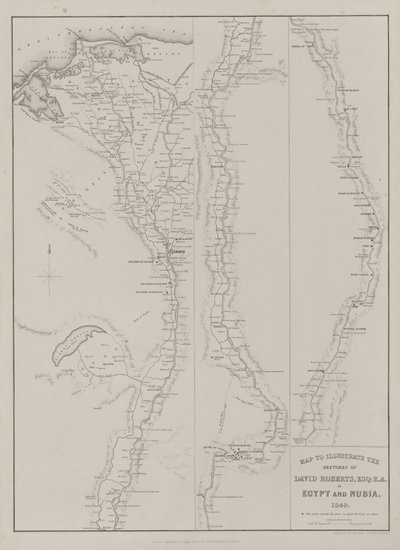 Egito e Núbia, Volume III: Mapa para ilustrar os esboços de David Roberts, Esq: R.A. no Egito e Núbia 1849 de Louis Haghe