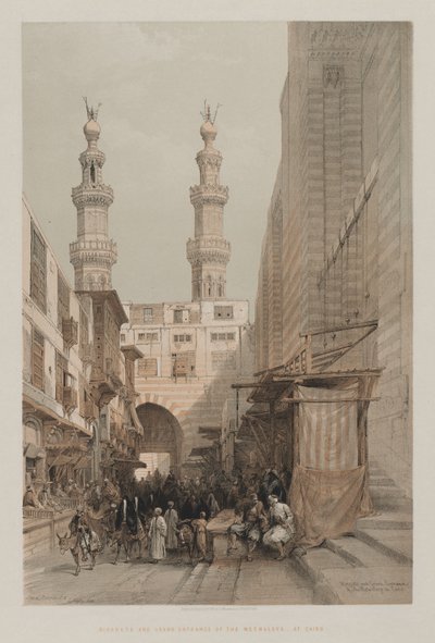 Egito e Núbia, Volume III: Minaretes e Grande Entrada dos Metwaleys, no Cairo de Louis Haghe
