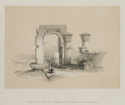 Egito e Núbia, Volume II: Ruínas - Templo na Ilha de Biggeh, Núbia, 1847. de Louis Haghe