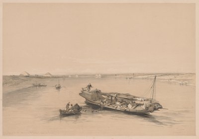 Egito e Núbia: Volume I - Nº 4, Barcos escravos no Nilo, vista olhando para ..., 1838. de Louis Haghe