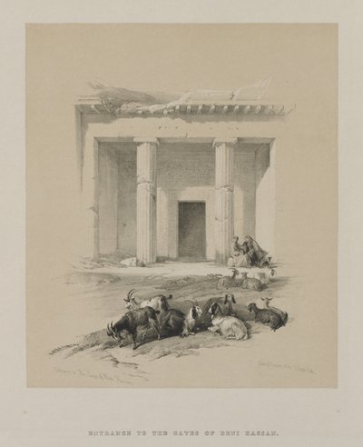 Egito e Núbia, Volume I: Entrada para as Cavernas de Beni-Hasan de Louis Haghe