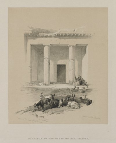 Egito e Núbia, volume I: Entrada nas cavernas de Beni-Hasan, 1847. de Louis Haghe