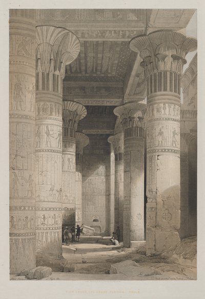 Egito e Núbia, Volume I: Vista sob o Grande Pórtico do Templo, Philae de Louis Haghe