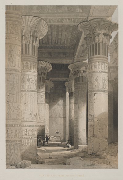 Egito e Núbia, Volume I: Vista Sob o Grande Pórtico do Templo, Philae, 1846. de Louis Haghe