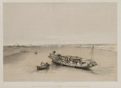 Egito e Núbia, volume I: vista sobre o Nilo, olhando para as pirâmides de Dashour e Saccara, 184 de Louis Haghe