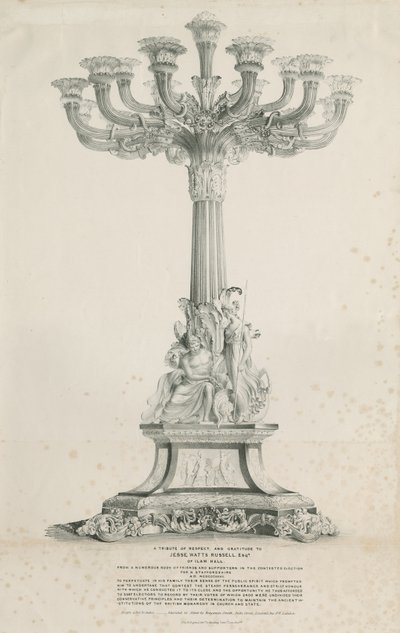 Ilam Hall - Candelabros: litografia, 1832 de Louis Haghe
