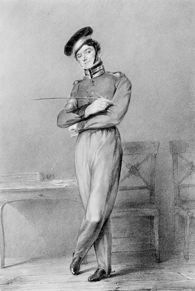 Senhor Poder como Corporativo OConnor na ópera Broken Promises, 1826 de Louis Haghe
