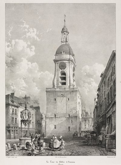 Viagens pitorescas e românticas na França Antiga, Picardia: O Campanário de Amiens, Picardia, depois de François Bonhommé (francês, 1809-1881) ) de Louis Haghe