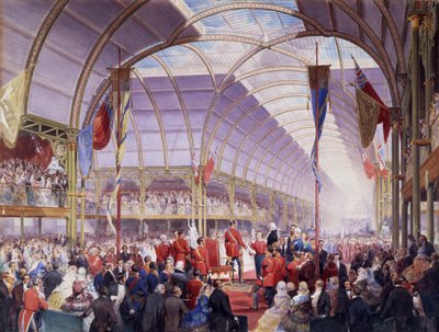 Sir Thomas Fairbairn entregando o discurso ao Príncipe Consorte na Exposição de Tesouros de Arte, Manchester, maio de 1857 (lápis, aguarela e guache sobre papel) de Louis Haghe