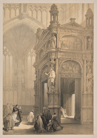 Esboços na Bélgica e na Alemanha, Segunda Série: No. 20 - Portail, Igreja de São Pedro, Louvain de Louis Haghe