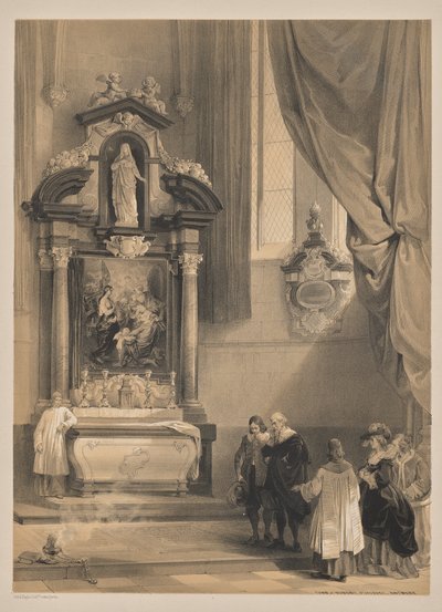 Esboços na Bélgica e na Alemanha, Segunda Série: No. 26 - Tumba de Rubens, St. Jacques, Antuérpia de Louis Haghe