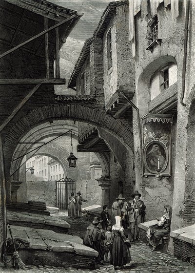 O gueto, Roma, gravado por SV Hunt, Cassell und Company, 1847 de Louis Haghe