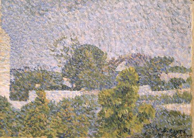 Paisagem (encáustica(?) em cartão estratificado) de Louis Hayet