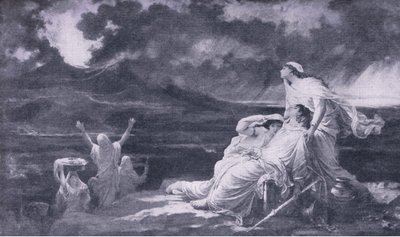 Herculano: A erupção do Vesúvio, ilustração da Biblioteca Mundial de Melhores Livros, c.1940 de Louis Hector Leroux