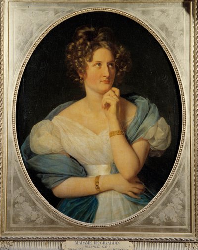 Retrato da escritora francesa Delphine Gay (1804-1855), Madame Emile de Girardin Seu pseudônimo é Visconde Charles de Delaunay. Pintura de Louis Hersent (1777-1860) 1824 Sun. 0,92 x 0,72 m de Louis Hersent