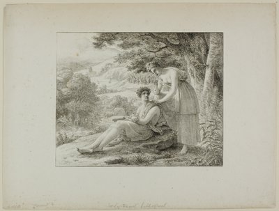 Duas figuras em uma paisagem de Louis Hersent