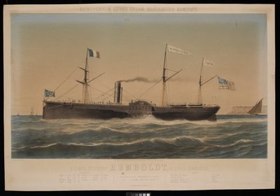 New York  Havre Steam Navigation Company Navio a vapor para correio dos EUA Humboldt, D Lines, Comandante de Louis Honore Gamain