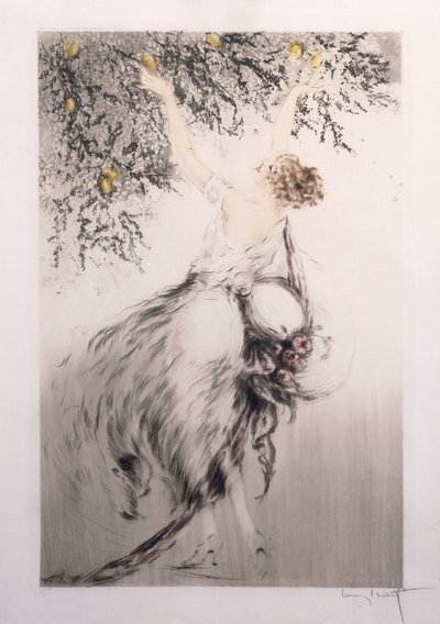 Rapariga a apanhar limões de Louis Icart