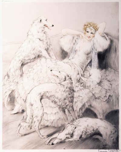 Gril com o atendente Borzoi de Louis Icart