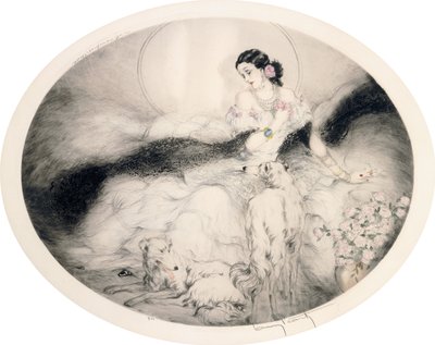 Senhora com Camélias, c.1917 (gravura e ponto seco) de Louis Icart
