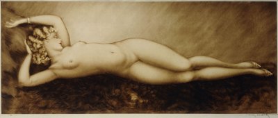 Repose, c.1934 (gravura e ponto seco, impresso em cores) de Louis Icart