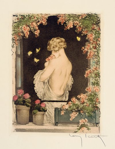 As Quatro Estações: Verão, c.1928 (ponto seco colorido à mão & aquatint) (ver também 745548-51) de Louis Icart