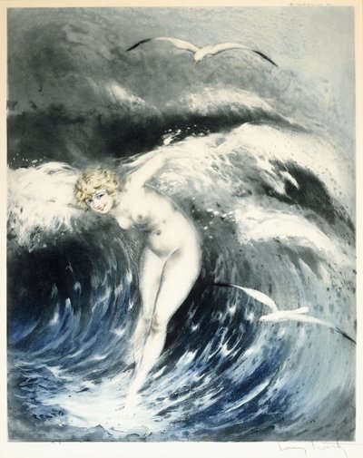 Vénus in the Waves, c. 1931 (gravura de cor e ponto seco) de Louis Icart