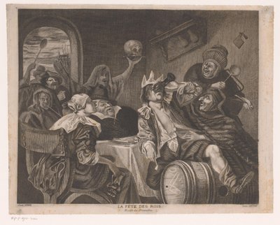 Empresa de festas com um homem que bebe com coroa
La fête des rois (título sobre o objecto)
Festa da Epifania de Louis Jaugey