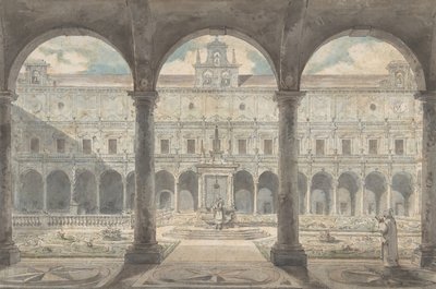 Cloister da Certosa di San Martino, Nápoles, ca. 1777-1779. de Louis Jean Desprez