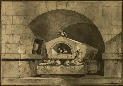 Túmulo com esfinges e uma coruja de Louis Jean Desprez