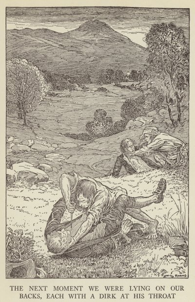 Ilustração para sequestrado por Robert Louis Stevenson de Louis John Rhead