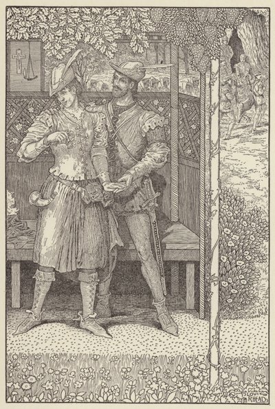 Robin Hood e Marian no seu caramanchão de Louis John Rhead